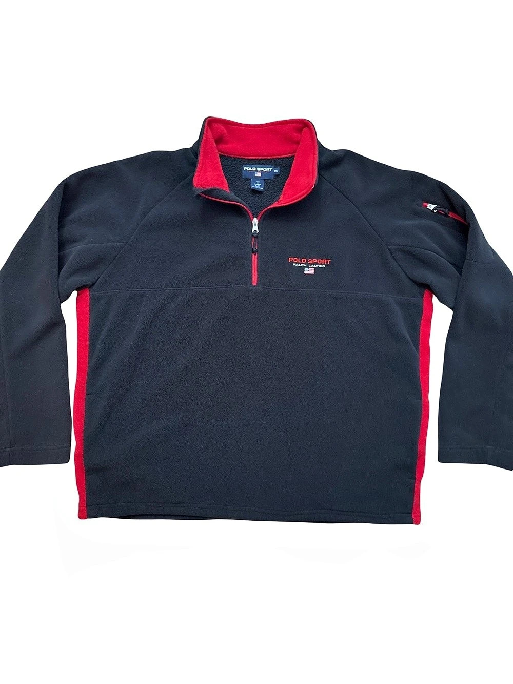 Vintage Polo Sport Ralph Lauren Men’s 1/4 Black Zip Pullover Preppy Street Wear6